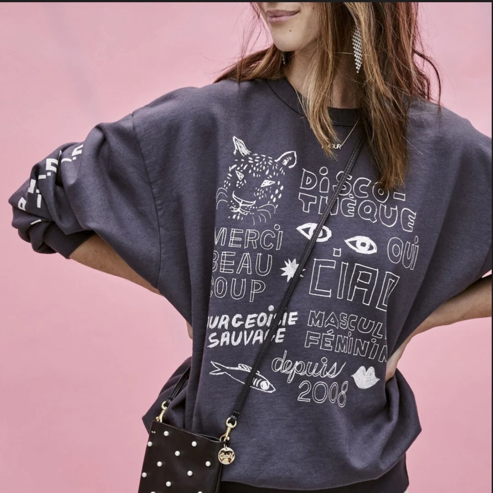 Clare V Oversized Graphic Sweatshirt XS